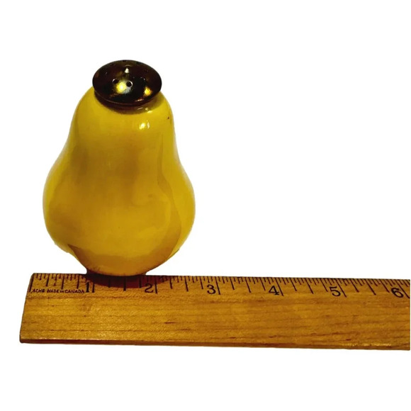 Vintage Salt Pepper Yellow  Pears Ceramic Metal Tops Japan 1950s - Picture 6 of 7